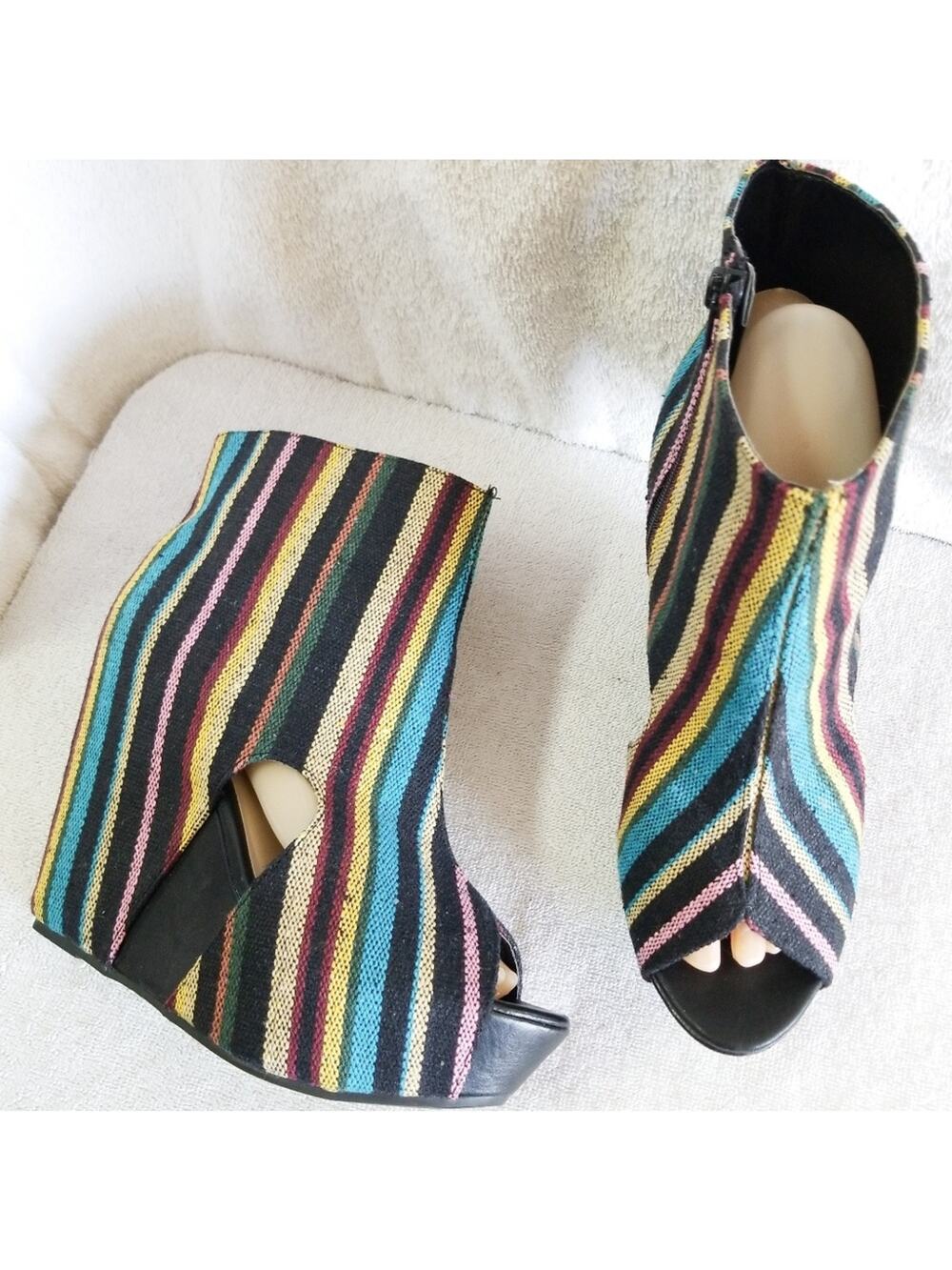 Ikat rainbow stripe platform Zena booties Bumper